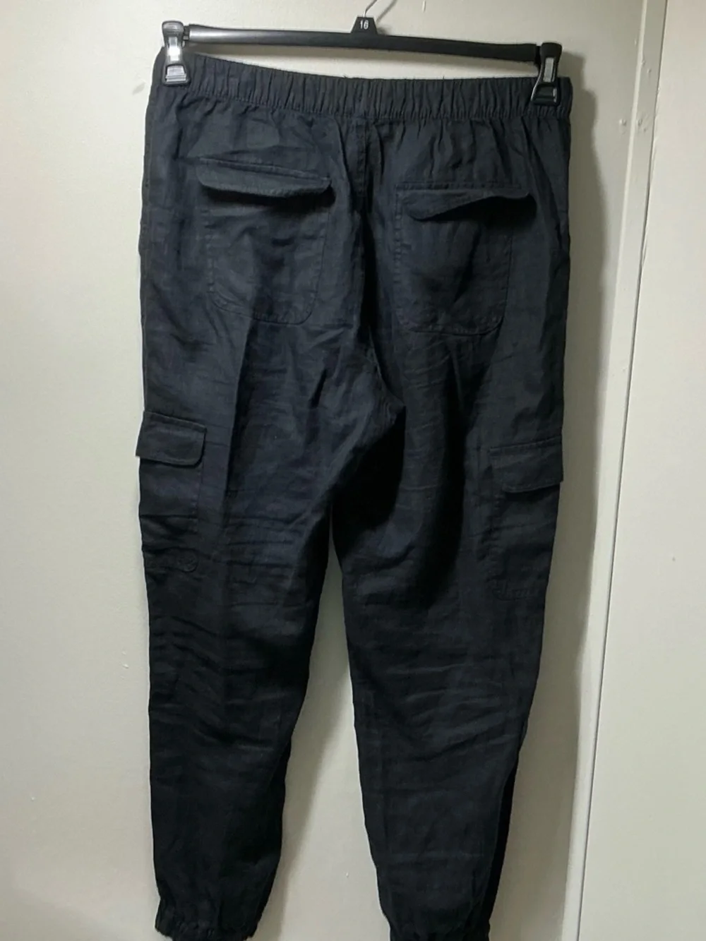 Nicole Miller linen Black ankle balloon Cargo beach Pants - Picture 5 of 12